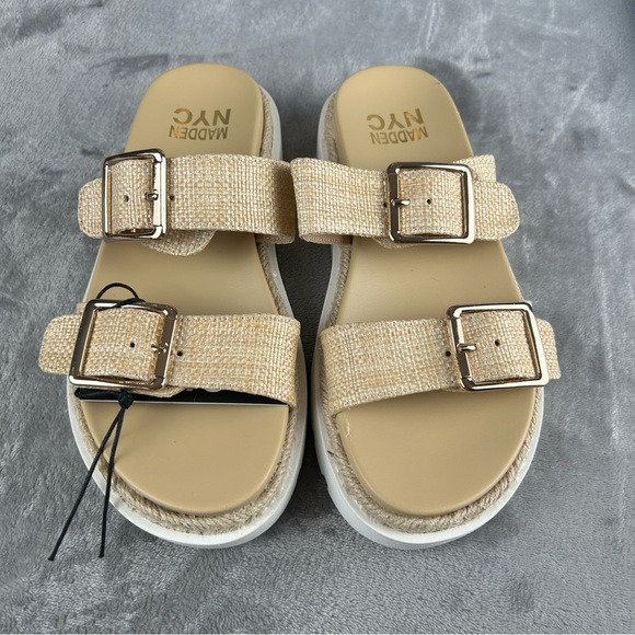 Steve Madden NYC Platform Sandals Women’s 6 Tan Raffia NIB Beachy Casual‎ Shoes - Picture 9 of 12